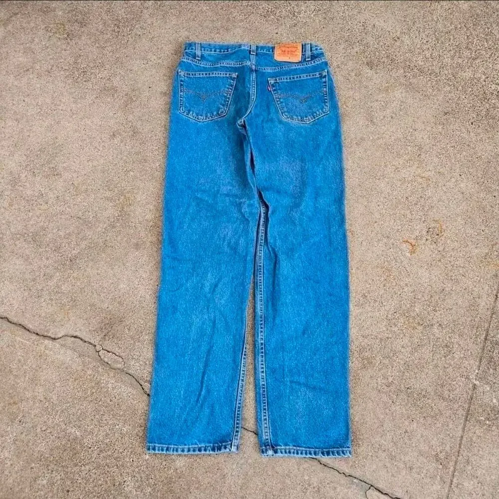 Vtg 90s LEVI'S Unnumbered Plain Medium Wash Straight Leg Denim Jeans 34 x 34